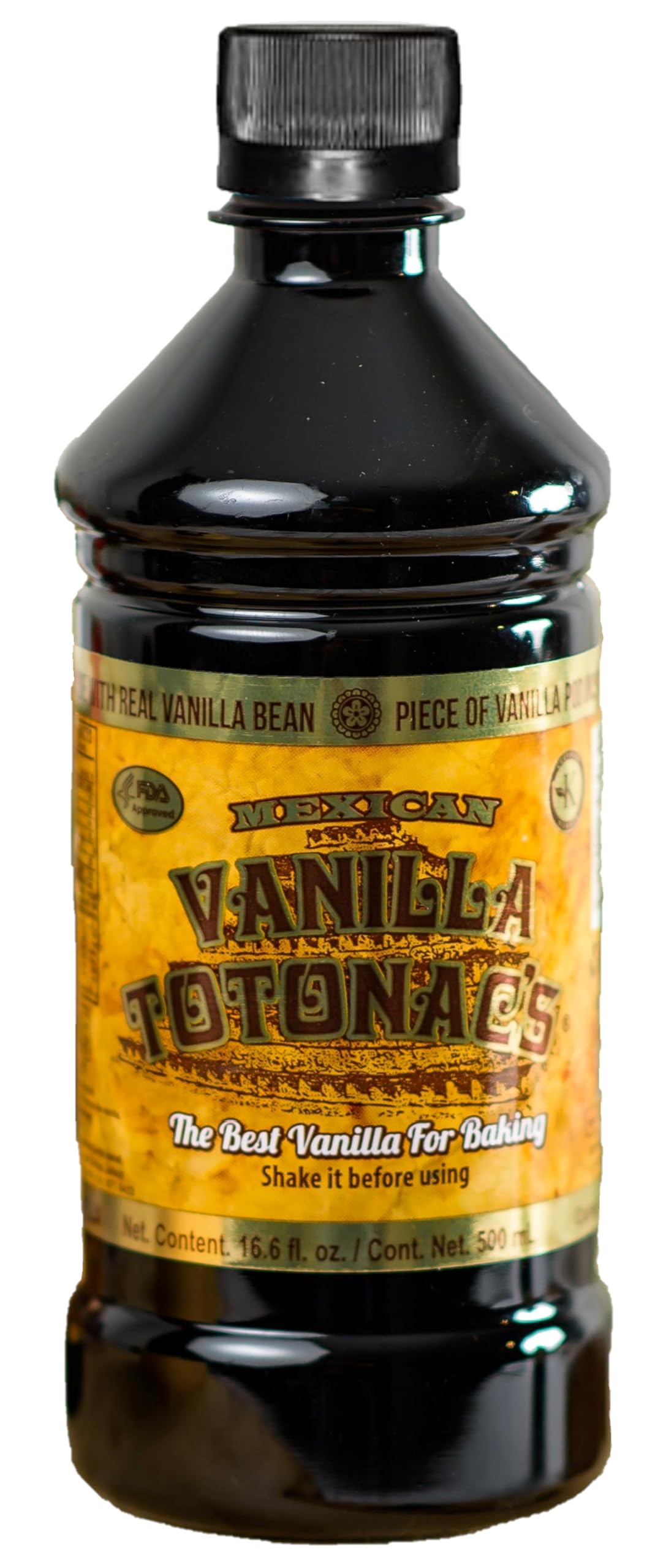 Mexican Vanilla Totonac’s Bottle - Pure Imported Vanilla Extract (Dark: 500 ml / 16.6 Fl Oz (Pack of 1))