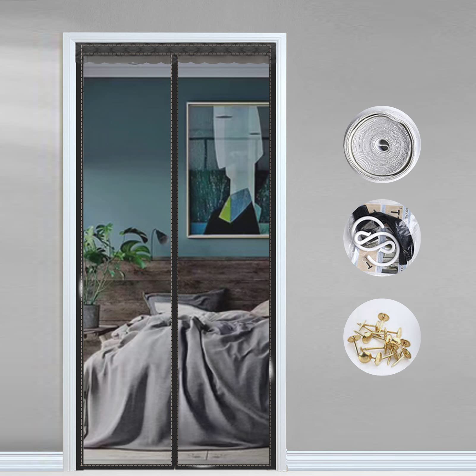 DAYONG Magnetic Screen Door - Self Sealing Easy Install ,Mosquito Mesh for Door Curtains,Keep Bugs Out Lets Fresh Air in