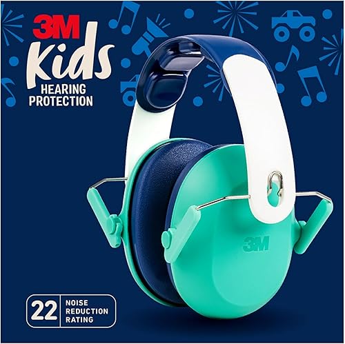 3M Protección auditiva para niños, protección auditiva para niños con diadema ajustable, clasificación de reducción de ruido de 22 dB, color verde
