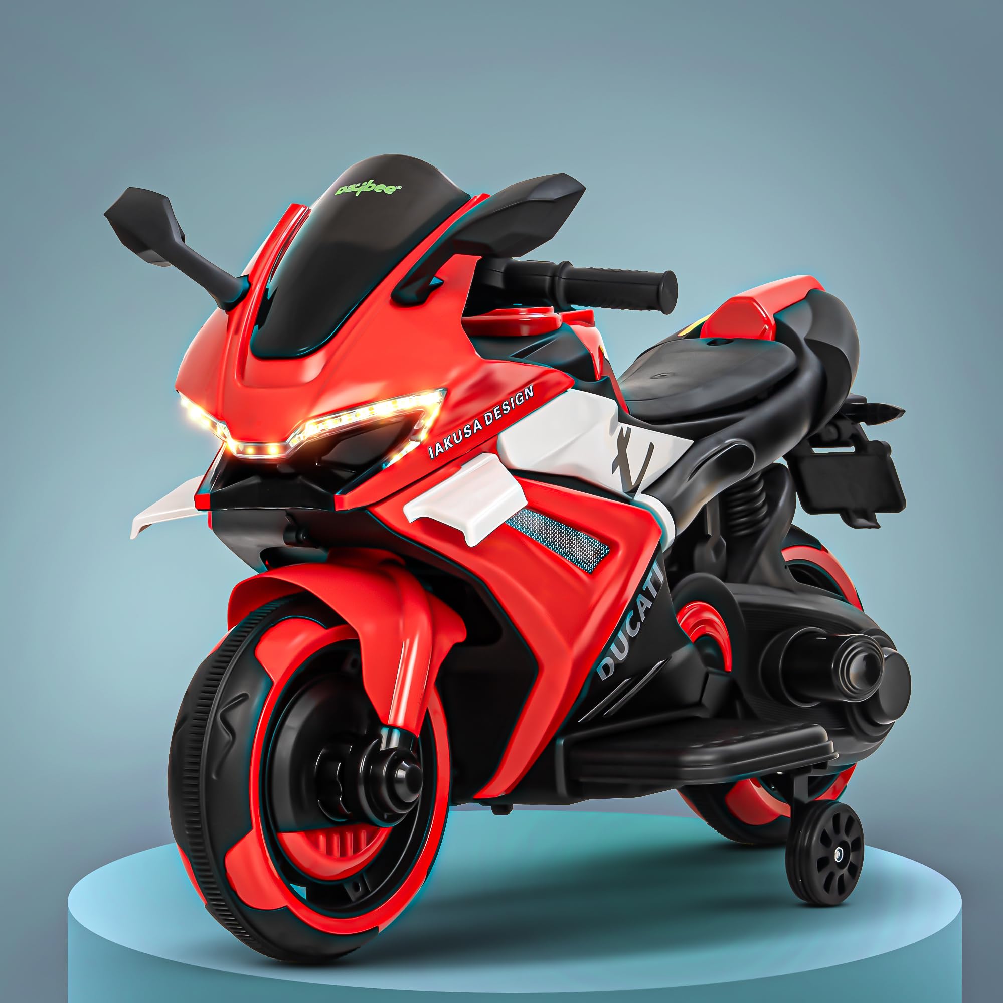 Baybee Baby Battery Operated Bike for Kids with Foot Accelerator & Music | Rechargeable Ride on Toy Bike with Training Wheels & LED Light | Baby Electric Bike for Kids to Drive 1 to 3 Years (Red)-image-14