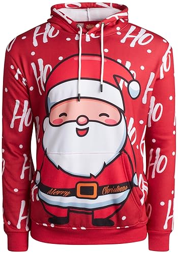 THREADCRAFT Mens Ugly Christmas Sweater - Elf Novelty and Santa
