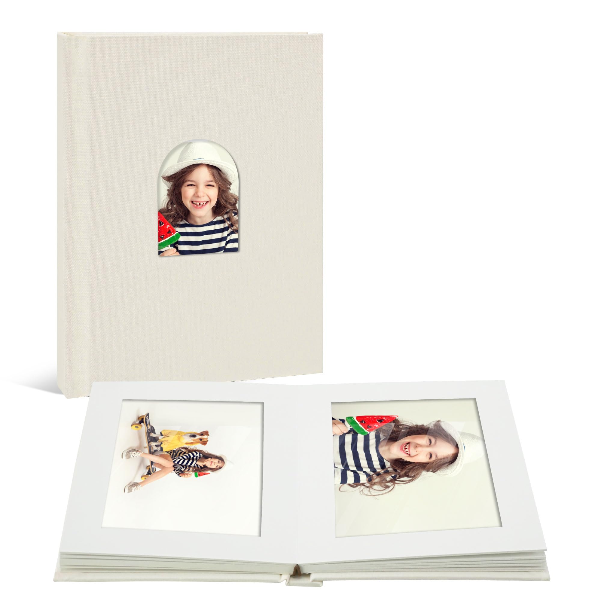 Vienrose Album Photo 10x15- Livre Mémoire Luxe en Toile de Lin avec Pochette Arqué, 30 Photos, Idéal Mariage, Livre Bébé ou Carnet de Voyage (Beige)