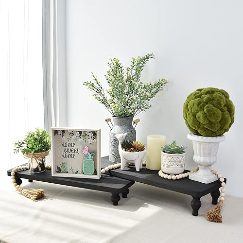 Miniatura 23 de Ikee Design Juego de 3 piezas de soporte elevador de madera, soporte elevador de madera para cupcakes y postres para joyas, monitor, apilable