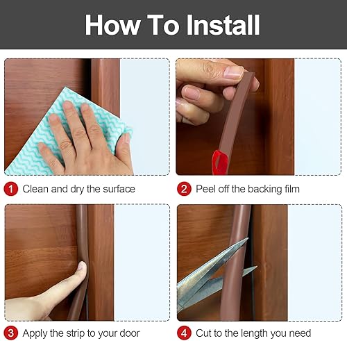 Miniatura 6 de Benory Tira de sellado de silicona para puertas y ventanas, parte trasera autoadhesiva que sella grandes huecos