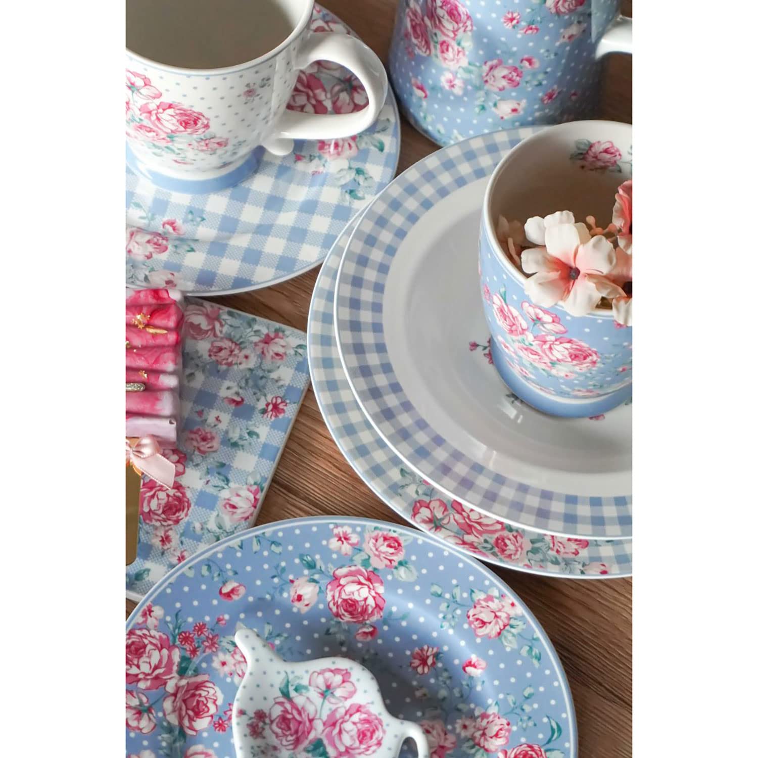 Juego de platos hondos Isabelle Rose Julia Shabby Chic de porcelana 6 unidades 5109