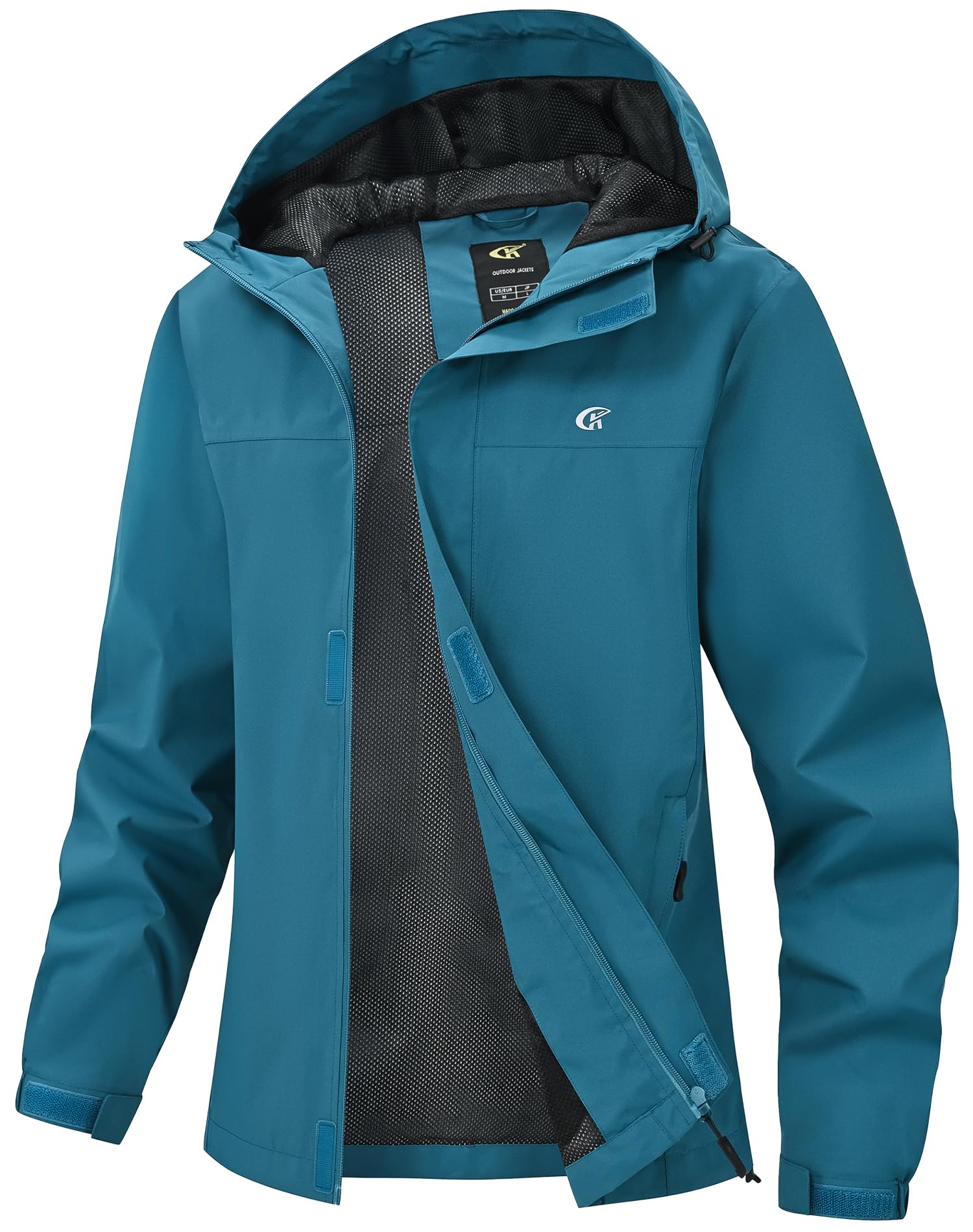 Huayuzh Chaqueta softshell para mujer, impermeable, transpirable, chaqueta de entretiempo, cortavientos, chaqueta de lluvia, chaqueta de senderismo, senderismo, correr, azul lago, M