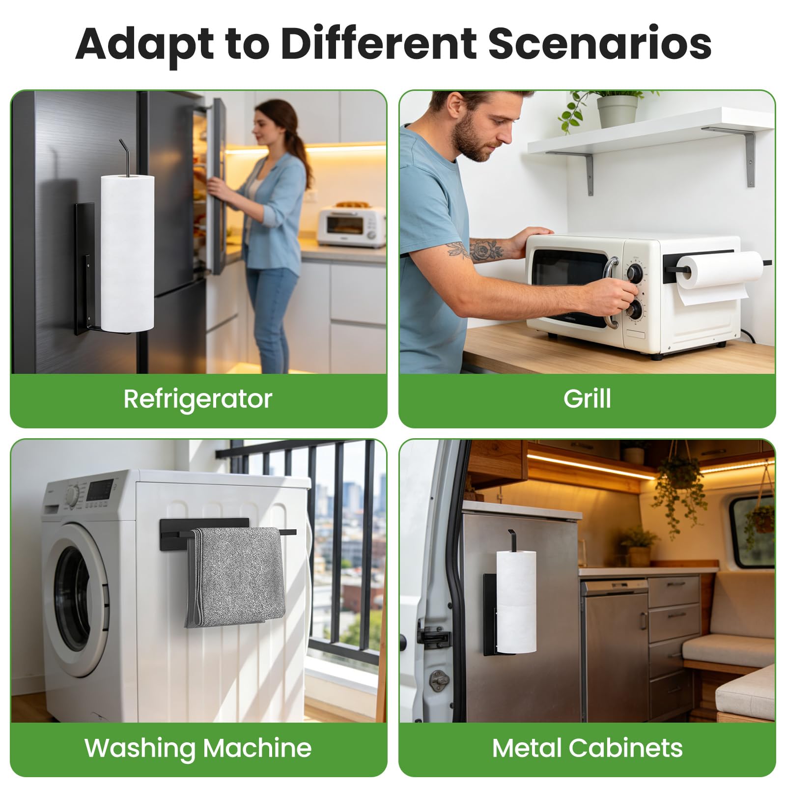 Soporte magnético para toallas de papel, soporte para rollo de papel higiénico, soporte magnético para toallas de papel, organizador de nevera para rollos de toallas de papel, baño, despensa, RV,