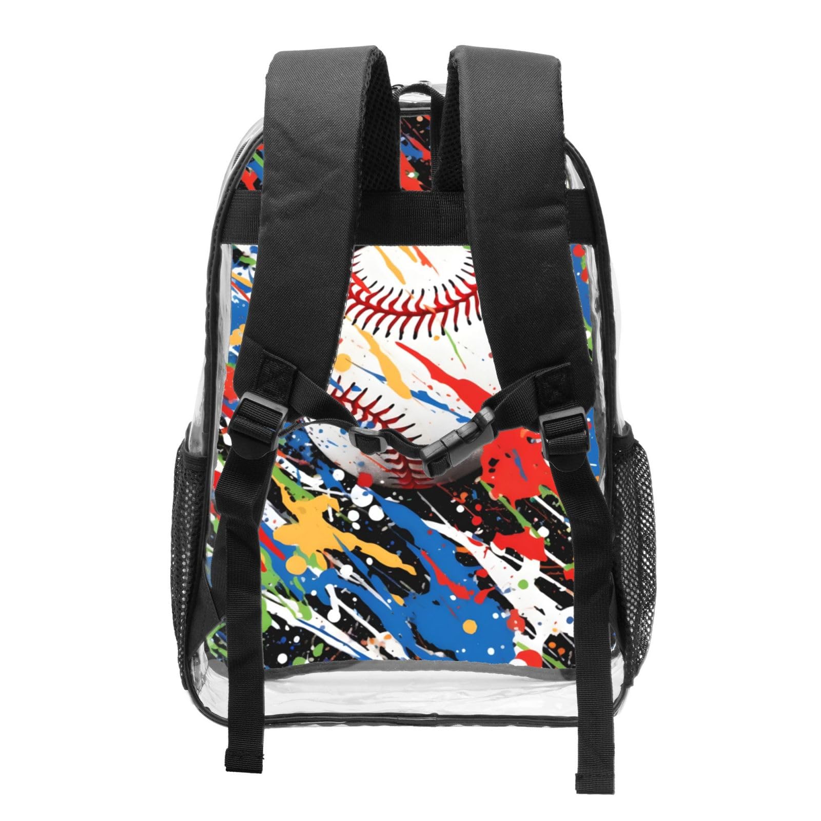 AYCZN Colored Splashes Baseball Clear Backpack Heavy Duty PVC Transparent Backpacks for Stadium Events Sport Ball Clear Bag for Women Men