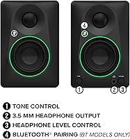 Vista 5 de Mackie CR3.5BT - Monitores de estudio de referencia creativa alimentados de 3.5 pulgadas con Bluetooth, perilla de tono e interruptor de ubicación