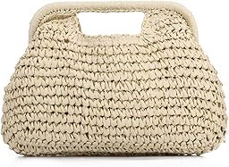 EVEOUT Clutch de Paja Trenzada con Cadena Mujer Boho Bolso Tejido para Fiesta Bodas Verano Bolsos de Mano Rafia Sintética para Playa Vacaciones