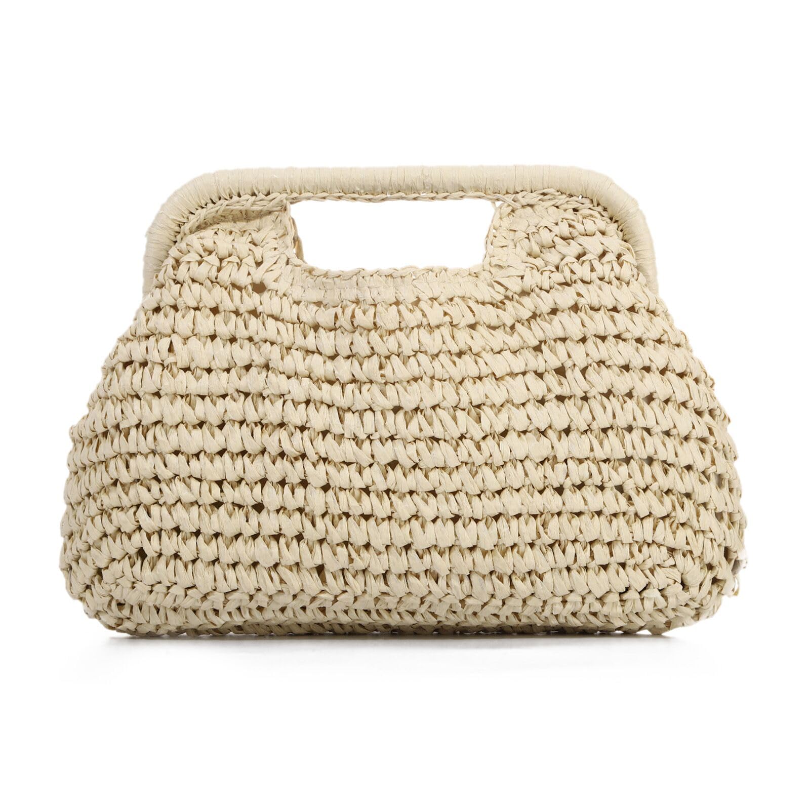 EVEOUT Clutch de Paja Trenzada con Cadena Mujer Boho Bolso Tejido para Fiesta Bodas Verano Bolsos de Mano Rafia Sintética para Playa Vacaciones