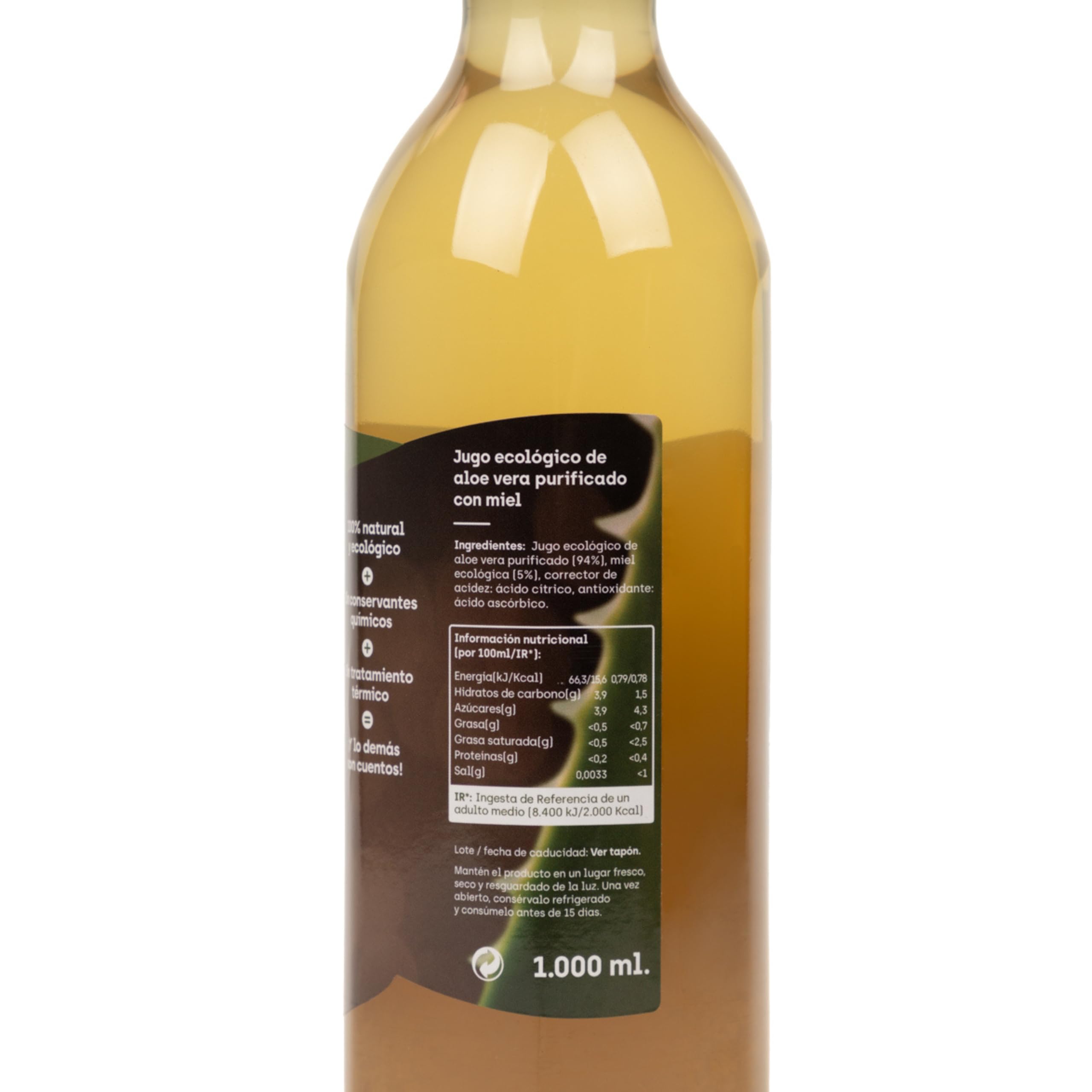 NATURAE – Jugo de Aloe Vera con miel – Digestivo Natural y Suave – Pack de 3 Botellas de 1L - Fabricado en España