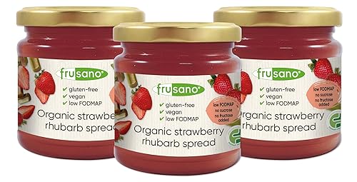 FRUSANO Juego de 3 unidades de ruibarbo orgánico de fresa y ruibarbo de 8.3 onzas Bajo Fodmap - Certificado Fodmap Friendly, sin fructosa, lactosa