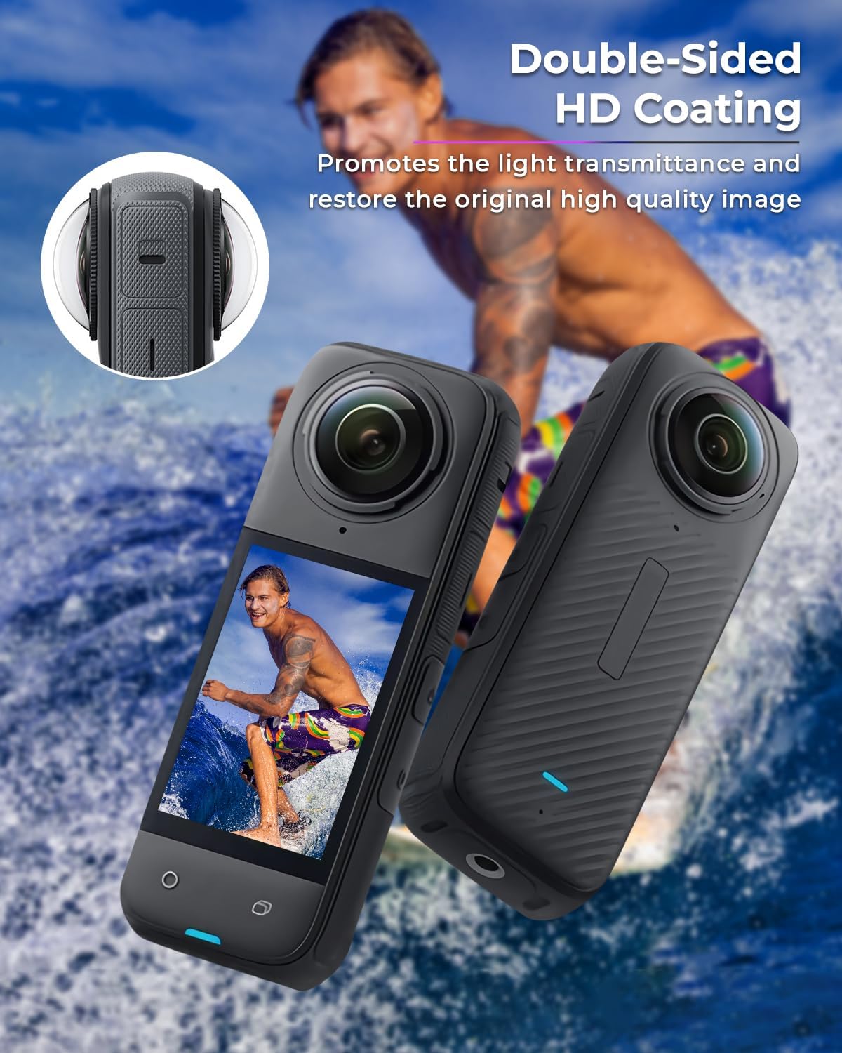 JZW-Shop X4 Lens Guards with Screen Protector for Insta 360 X4, Lens Cover Tempered Glass Screen Protector for Insta 360 X4 Accessories, 9H Hardness Ultra HD, Anti-Scratch