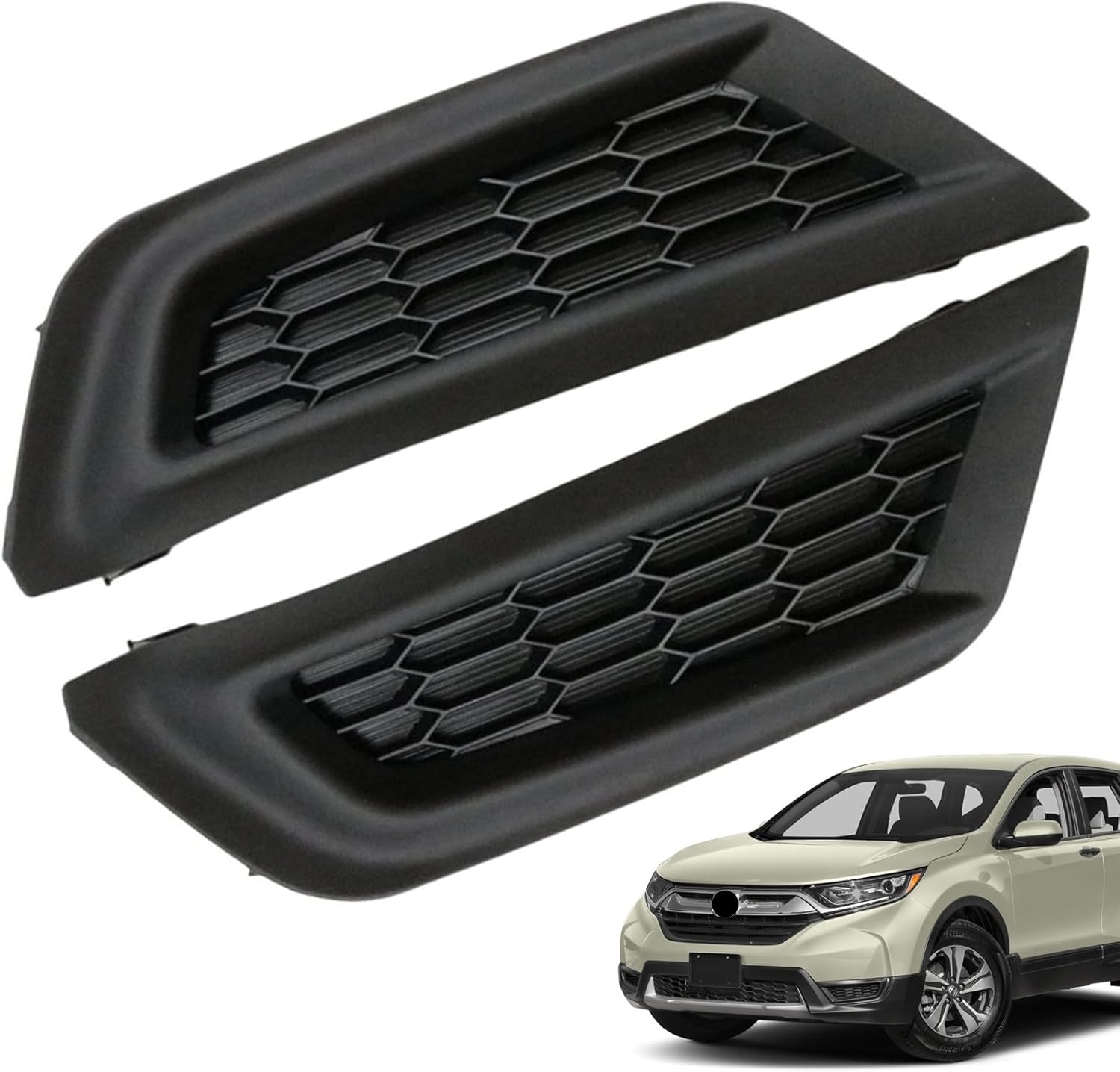 Front Fog Light Cover Compatible with 2017-2019 Honda CR-V (Only fit: LX Sport Utility 4-Door Black Foglight Cap Trim Set 17 18 19 CR-V Replacement Parts (Left and Right)