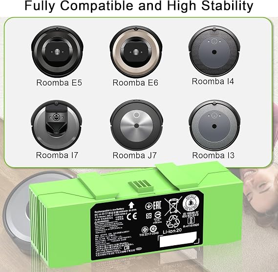 14.4V ABL-F Battery for iRobot Roomba i3 i3+ 3150 i4 i4+ 4150 i7 i7+ j7 j7+ 7158 7150 7550 7558 i8 and e5 5150 e5150 e6 e6198 Replacement Battery for Roomba i & e & j Series 64.2Wh 4460mAh