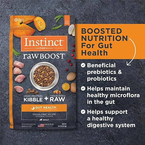 Miniatura 4 de Instinct Raw Boost - Receta sin granos para la salud intestinal con pollo real, alimento seco natural para perros de Nature's Variety, bolsa de 18
