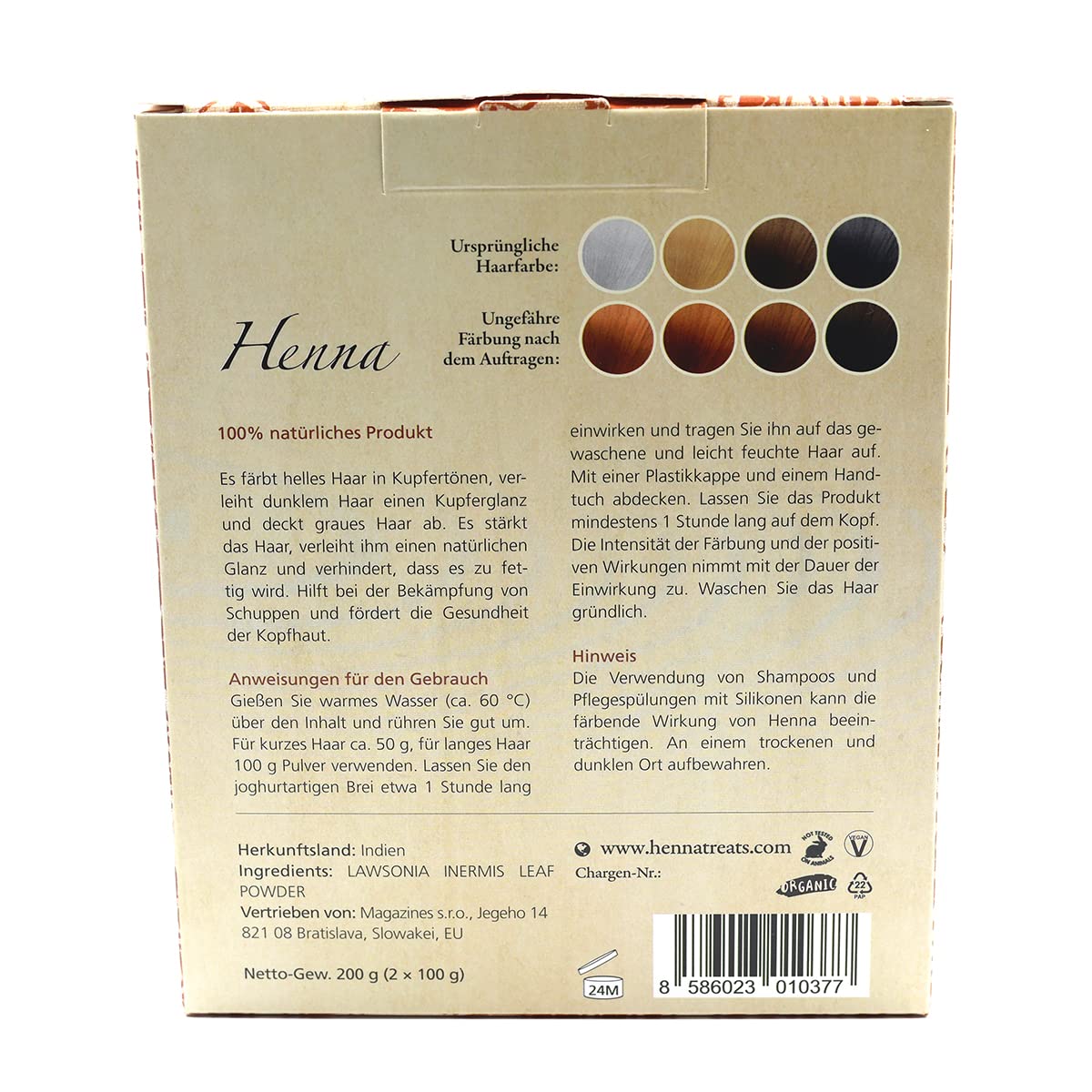 Henné – Rame – Colore naturale e cura dei capelli – Polvere – 200 g