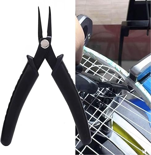 Miniatura 7 de Alicates curvados para raqueta de bádminton de 5.5 in, acero al carbono con mango ergonómico (para raquetas de tenis, negro)