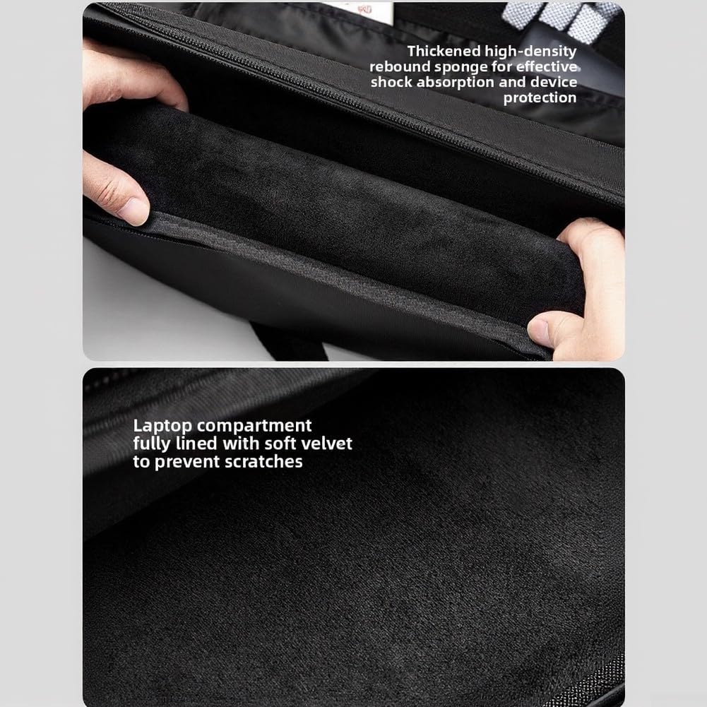 Borsa a tracolla impermeabile per computer portatile da 35,5 cm, ergonomica, con fodera ammortizzante, custodia 900D per studenti, viaggi, lavoro