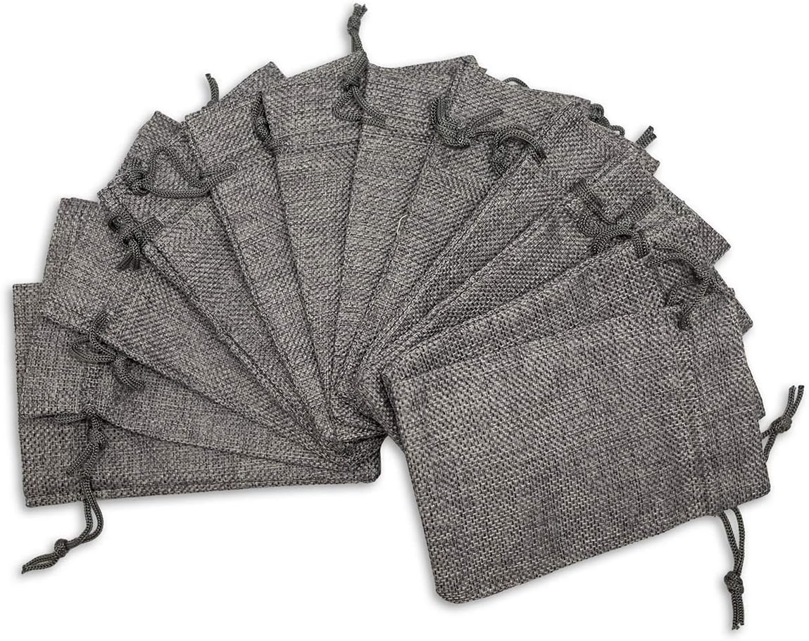 48-Pack 8x10 Natural Burlap Gift Bags w. Drawstring (Cool Grey, Large) for Presents or DIY Craft by TheDisplayGuys