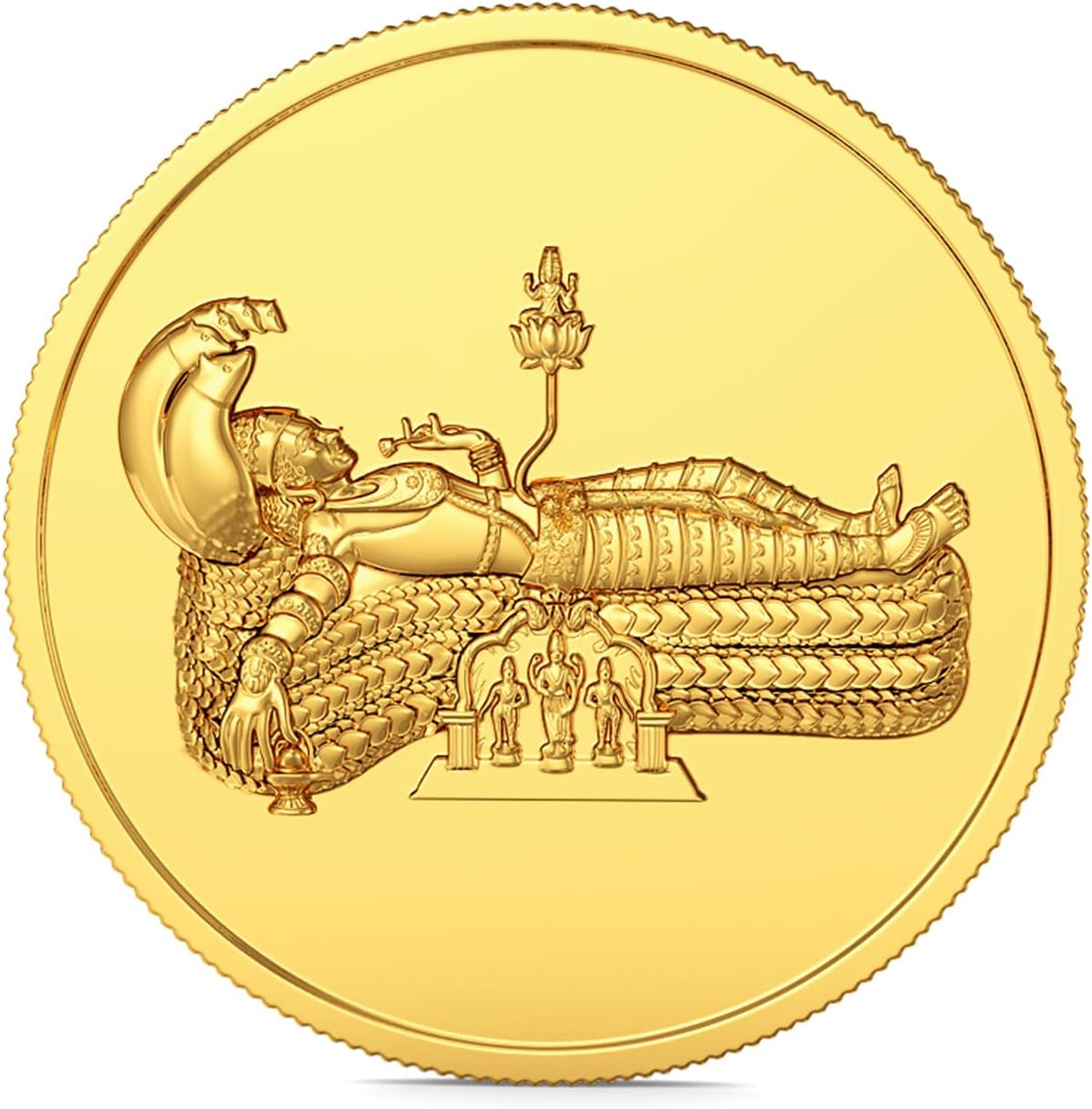 22K (916) Purity Gold Coin | Yellow Color | Round Shape | Ananthasayanam Vishnu Design.
