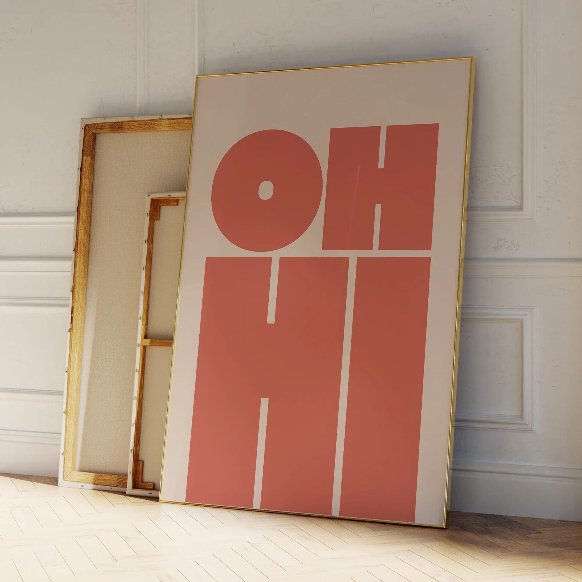 CHAOJIART Oh Hi, nowoczesny minimalistyczny powitanie druk ścienny na płótnie obraz plakat obraz do salonu, sypialni, szkoły klasy wystrój domu 60 x 90 cm bez ramki