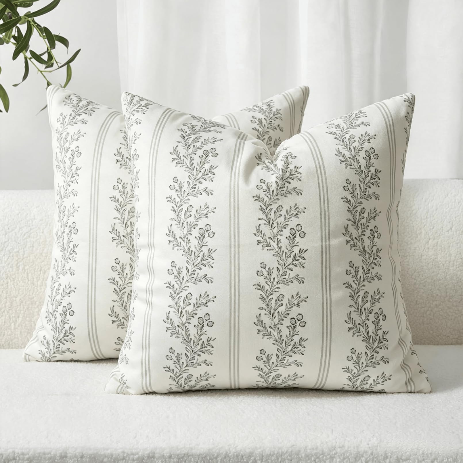 OYIMUA Velvet Cushion Covers 40x40cm Grey Set of 2