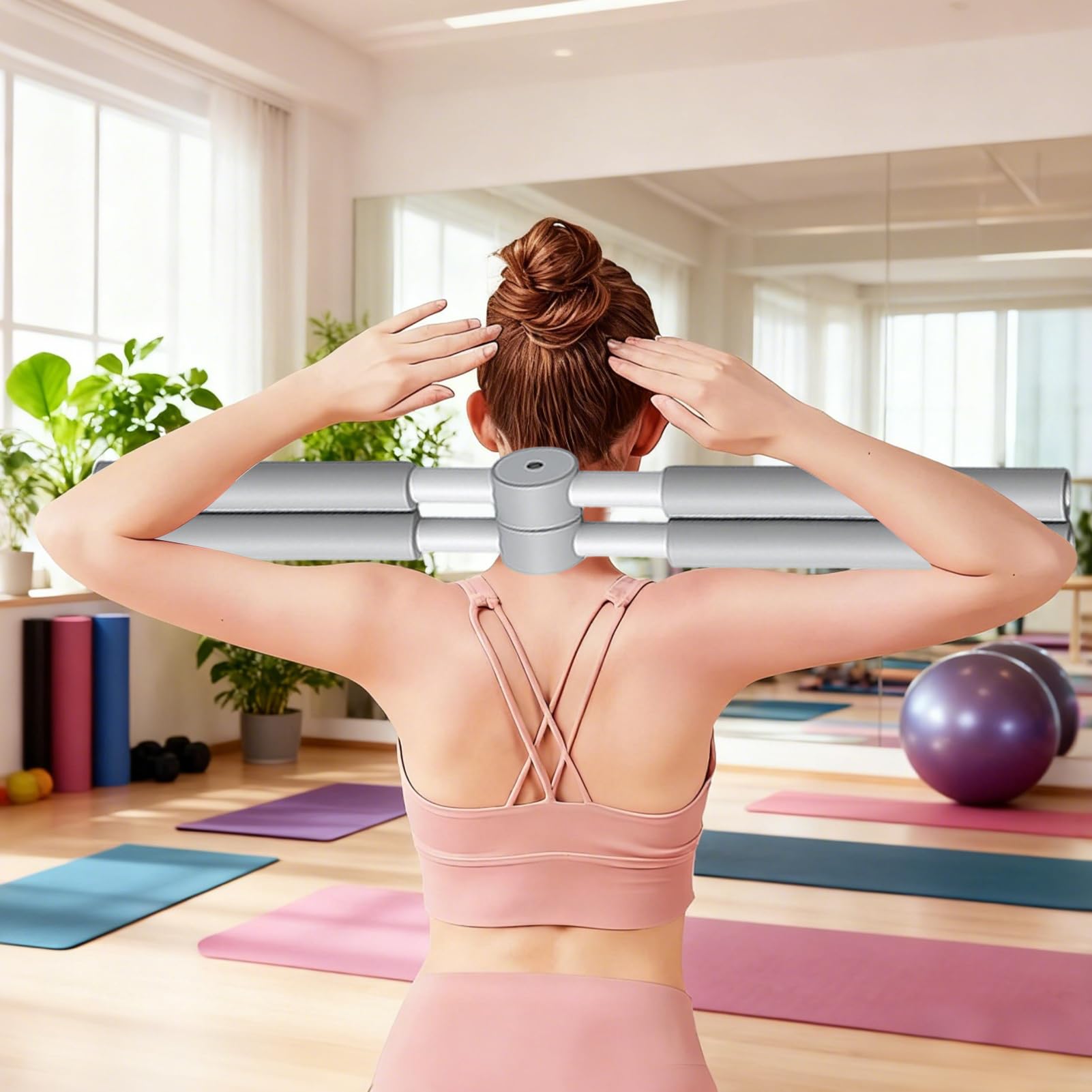 Barre de yoga correctrice de 2025 - Appareil d'entraînement pour la nuque et le dos - Avec noyau en acier inoxydable et mousse - Pour adultes et