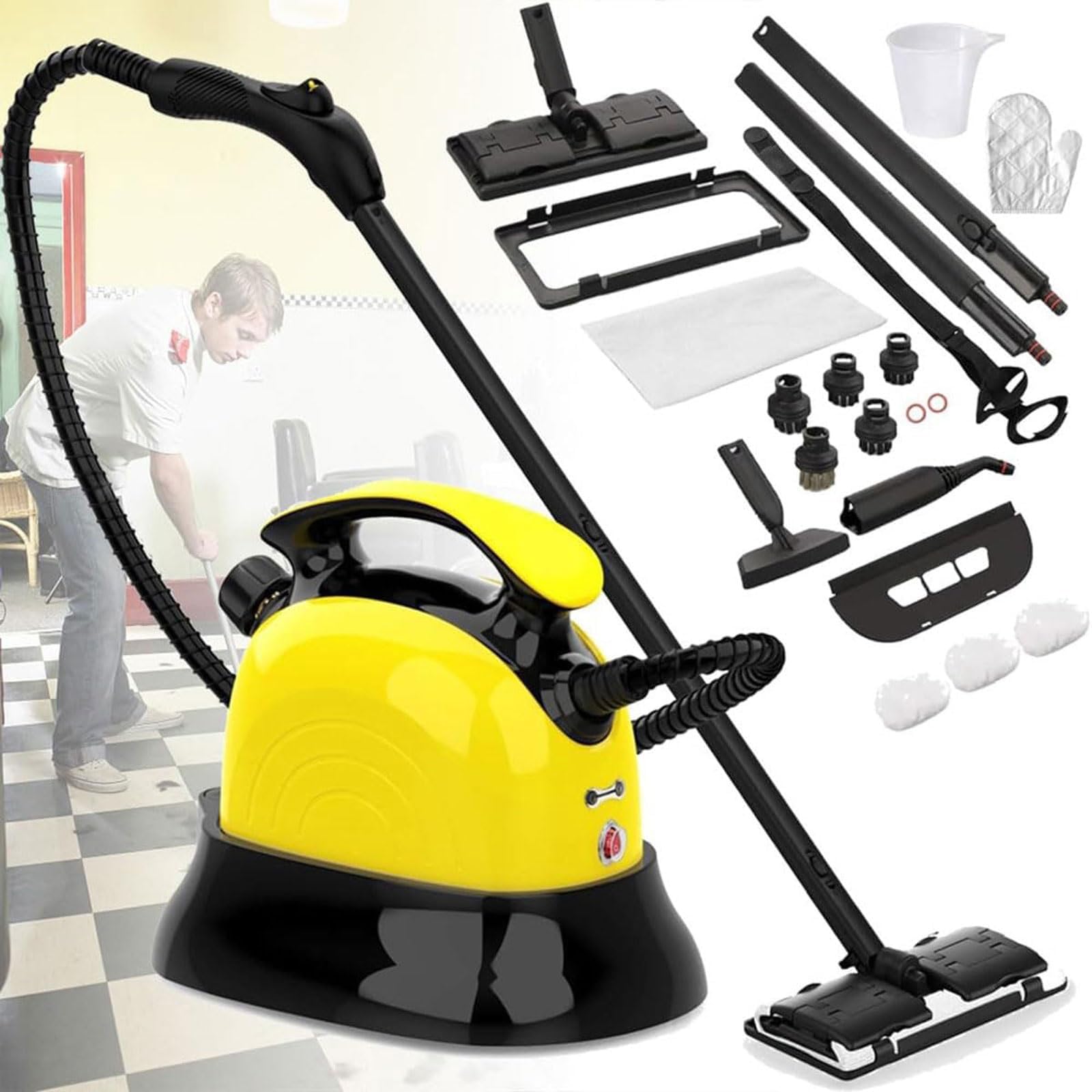 Portable Steam Cleaners for home, 1500W Handheld Steam Mop cleaner, Multipurpose Steamer with 21 Accessories, 0.8L Tank, for Car Seat, Upholstery, Sofa, Bathroom, Kitchen