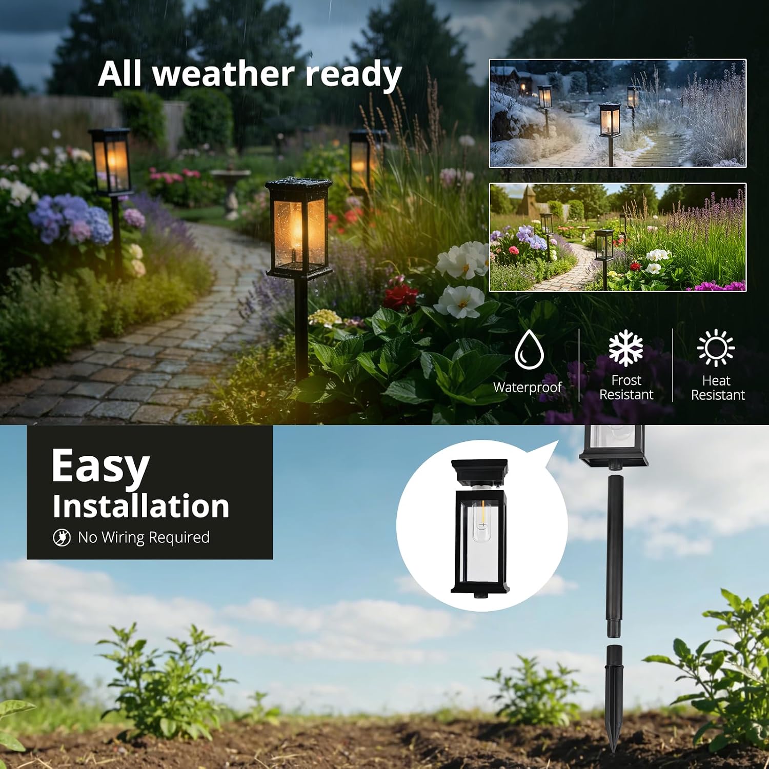 Solar Pathway Lights Outdoor,4 Pack Upgraded Solar Lights Outdoor Waterproof Garden Lights Solar Powered 3000K