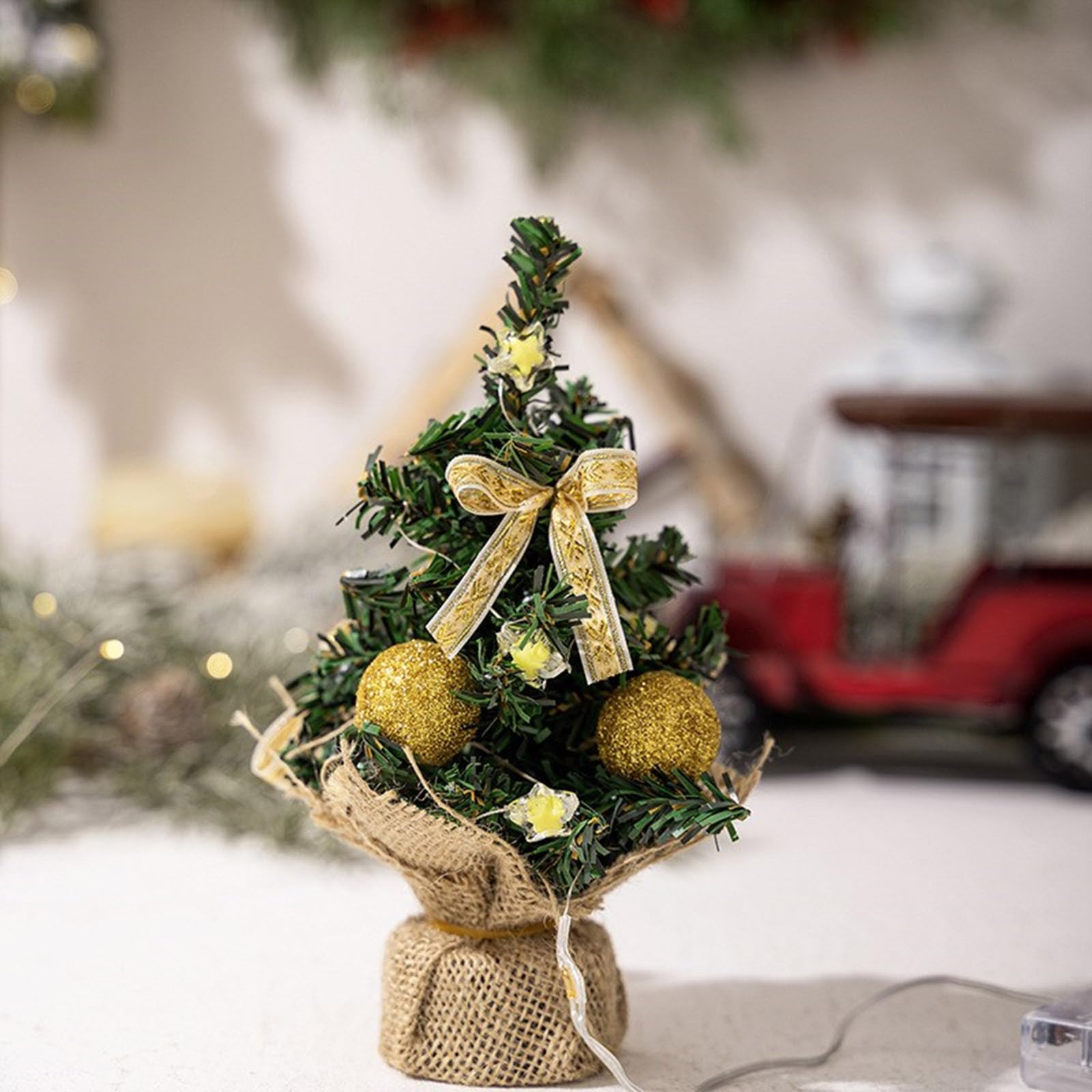 Petit Sapin De Noël Lumineux LED - Décoration De Table Intérieur/Extérieur - 13x20 Cm