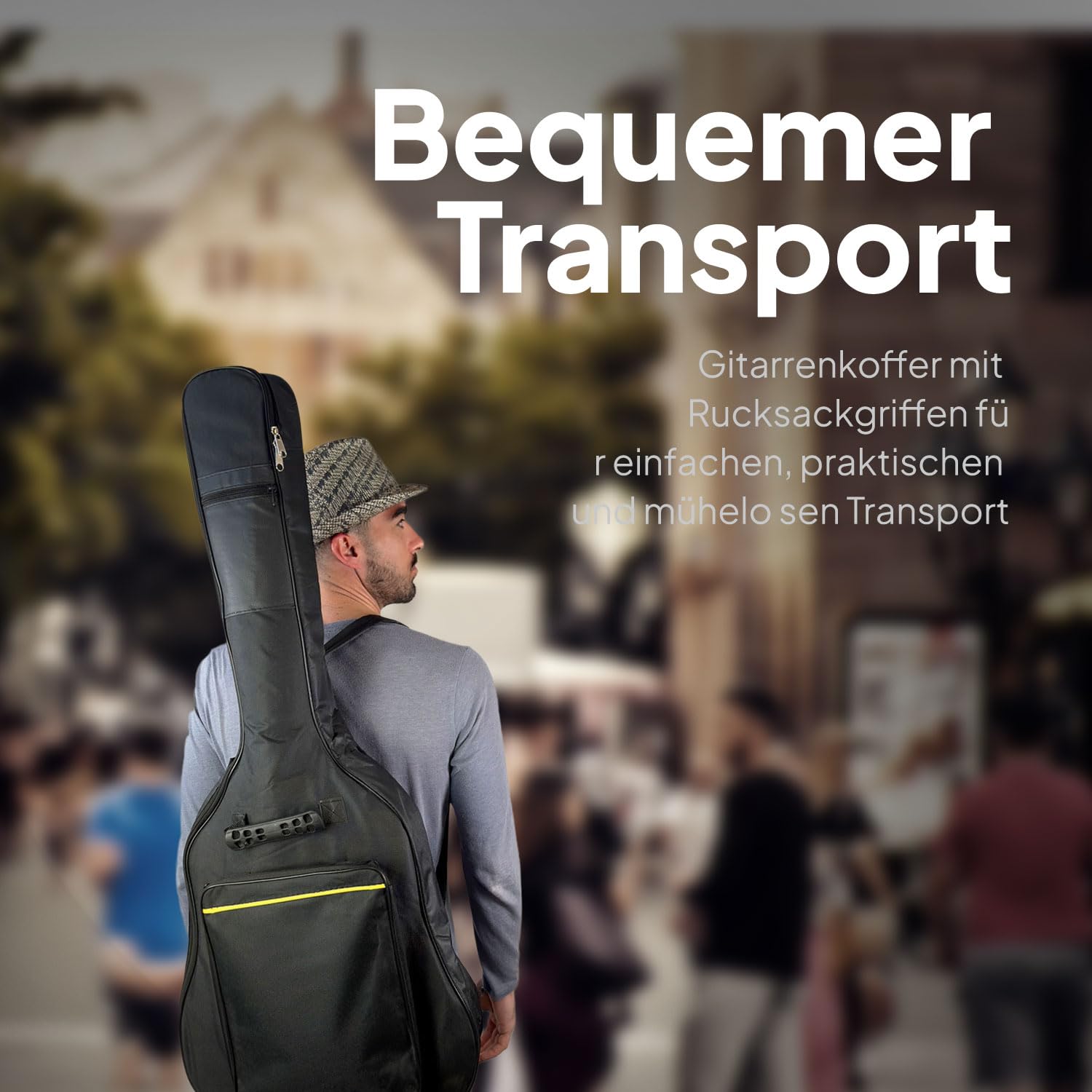 OcioDual Gitarrentasche, Gitarrenkoffer, Gitarrentasche Akustikgitarre, Rucksack mit Außentasche und Tragegriff, Wasserdicht, Rundumschutz für E-Gitarren, Guitar Accessories, Schwarz