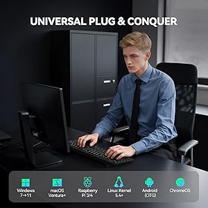 TECKNET Wired Keyboard,Silent USB Keyboard for Office,Spill-Resistant,Slim Full-Size Membrane Layout,Plug and Play for PC/Laptop/Mac