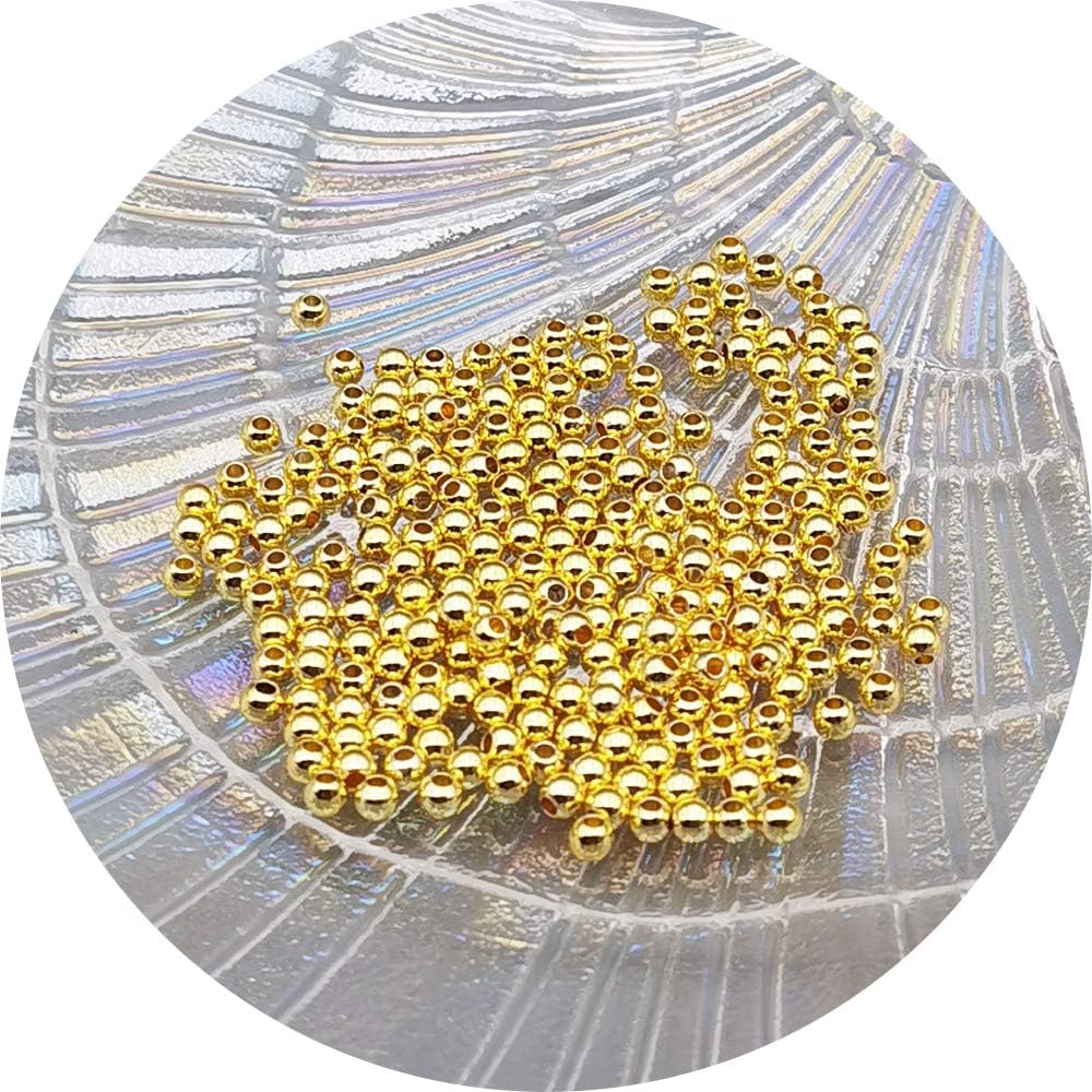 INSPIRELLE 250pcs 3mm Long-Lasting Yellow Gold Plated Brass Rondelle Beads Round Metal Loose Connector Beads Metal Spacer Smooth Beads for DIY Bracelet Jewelry Making Yellow Gold 3mm