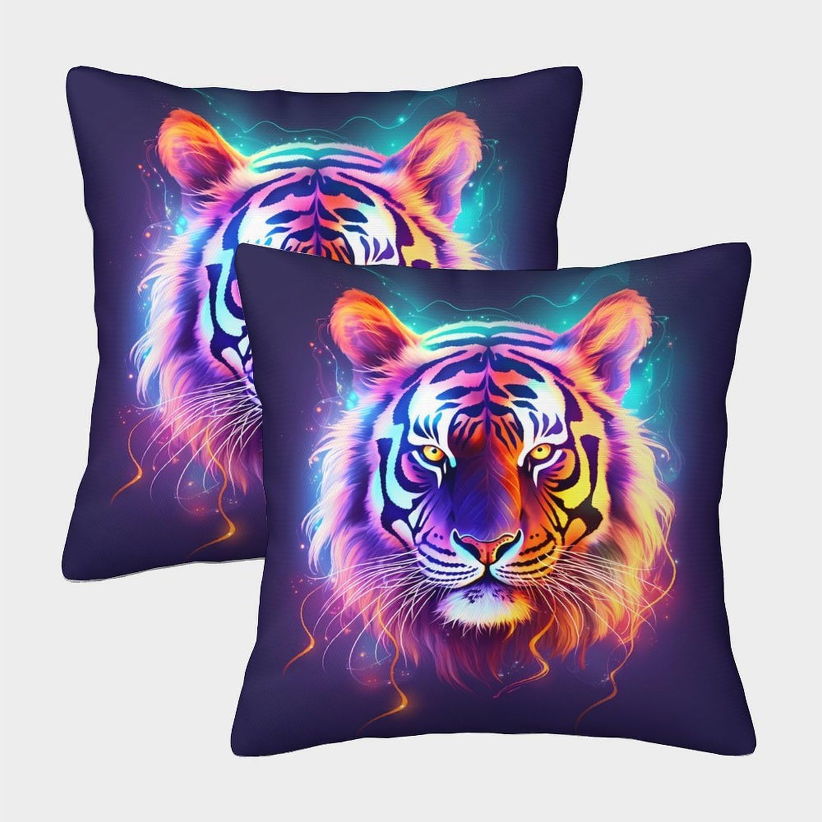 QFVANSIYO Vivid Tiger 3D Printed Microfiber Pillowcase Soft Bed Decor Tiger Pattern Pillow Cover for Adults Teens Easy Care 40x40cm
