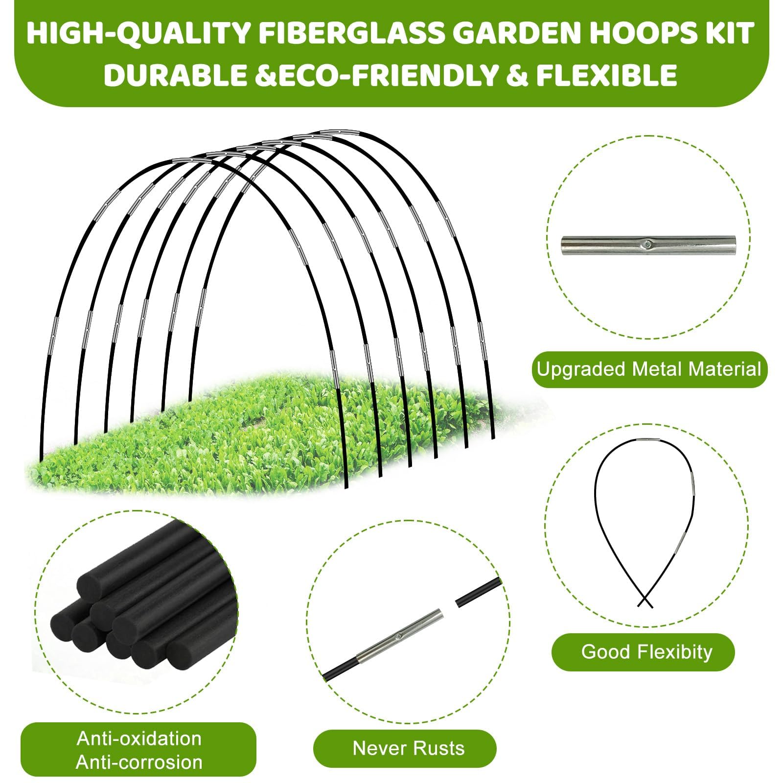 YlYADl Arcos para Invernadero,30 Piezas Garden Tunnel,Aros De Invernadero para Cultivar Túneles,Neumáticos de Invernadero,Aros Invernadero Tunel,Aros Invernadero Grandes,Túnel para Plantas