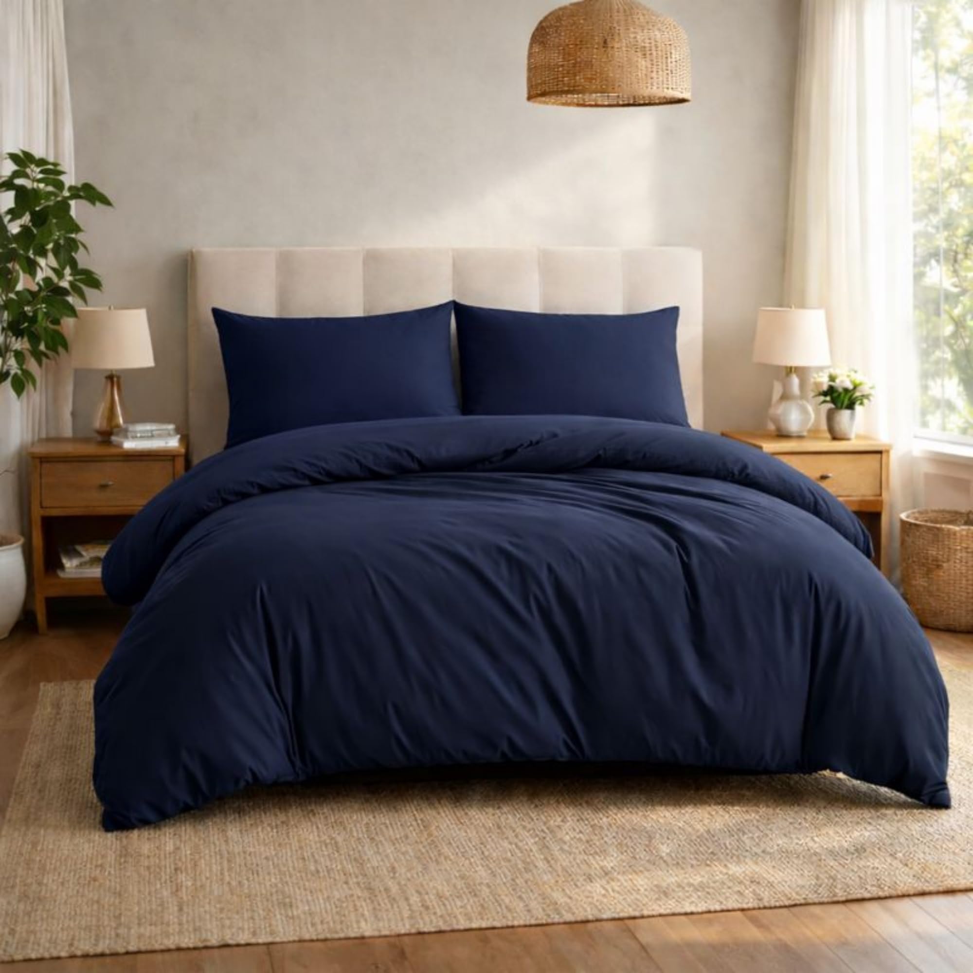 Komfortec Premium Bed Linen 200 x 200 cm with 2 Pillowcases 40 x 80 cm Brushed Microfibre - Blue
