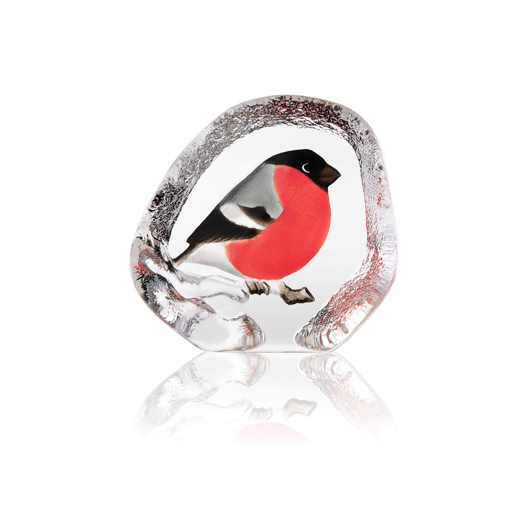 Mats Jonasson Målerås Bullfinch Glass Ornament/Sculpture - 10.5cm