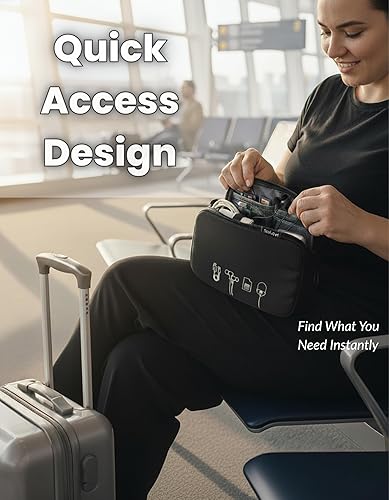 Miniatura 6 de Bolsa digital para accesorios, bolsa organizadora de viaje portátil para cables, cargadores, auriculares, cargadores de energía y dispositivos