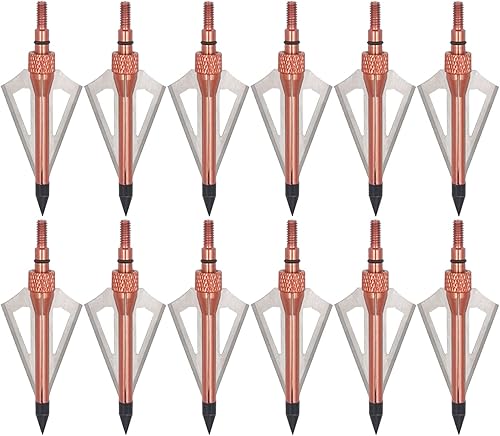 Miniatura 56 de 12 unidades de 100 granos de caza con flechas atornilladas, 3 cuchillas, puntas de flecha compatibles con ballesta y arco compuesto + 1 estuche