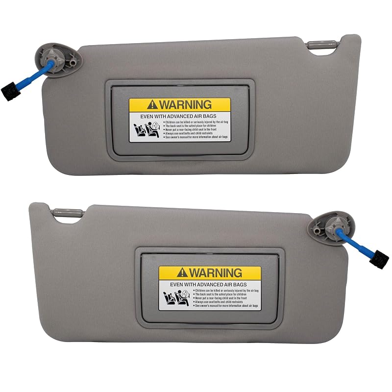 Par-Sóis Internos para Honda Accord 2008–2017 com Espelho Iluminado, Lados do Motorista e Passageiro, NHILES, Cinza, Kit com 2