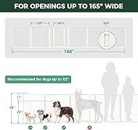 Vista 80 de FXW Puerta para perros extra ancha diseñada para uso en interiores, ancho ajustable de hasta 165 pulgadas de ancho