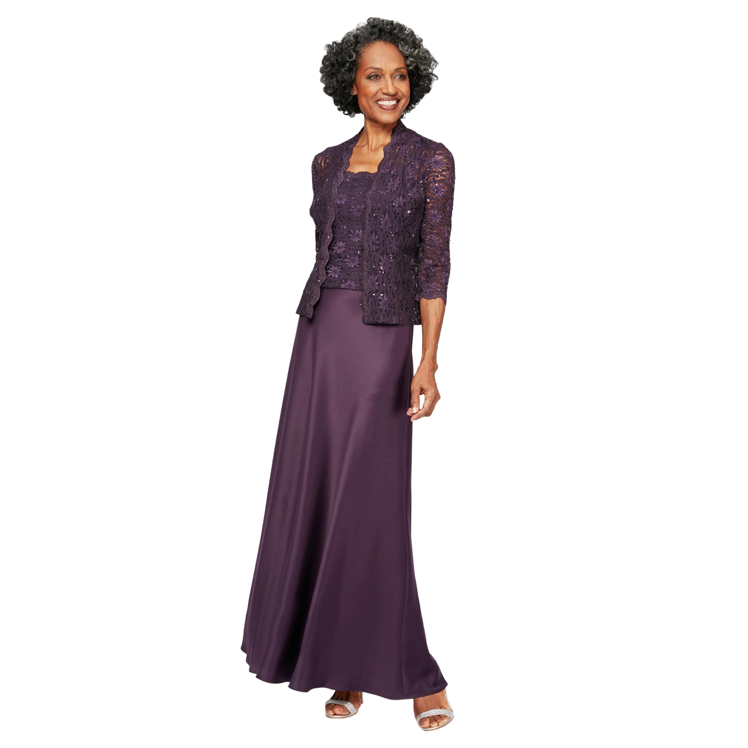 Alex Evenings womens Two Piece Mother of the Bride Dress With Lace Jacket (Petite and Regular Sizes)