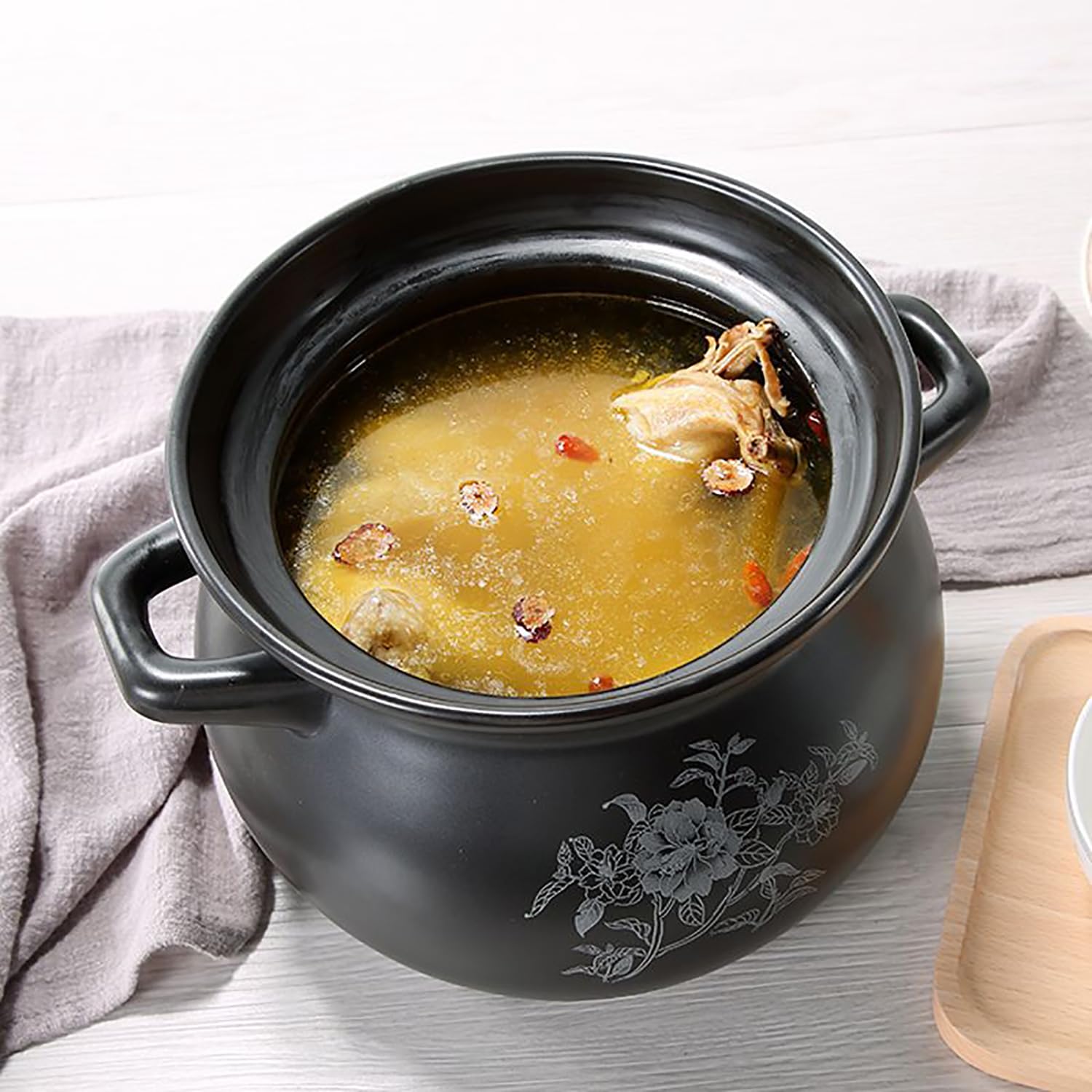 Ceramiczne naczynia do zapiekanek, Garnek ceramiczny odporny na wysokie temperatury. zapobiegający oparzeniom. Nadaje się do domowej kuchenki gazowej(2800ml)
