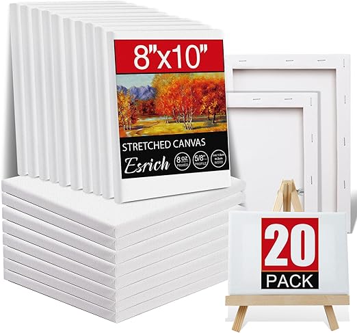 20 Pack Canvases for Painting with 8x10, Painting Canvas for Oil & Acrylic Paint.