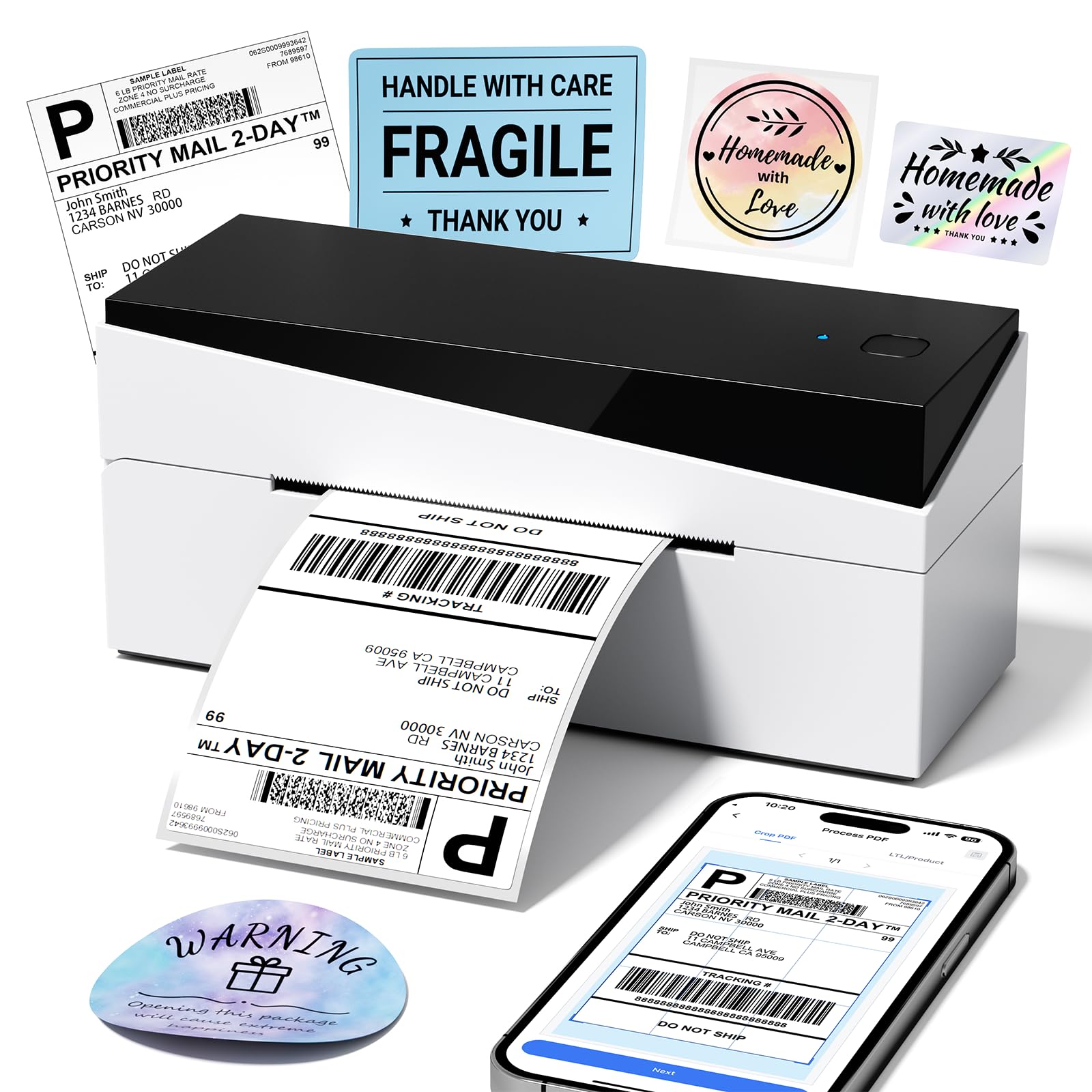 bluetooth label printer 4x6 home office compatible android