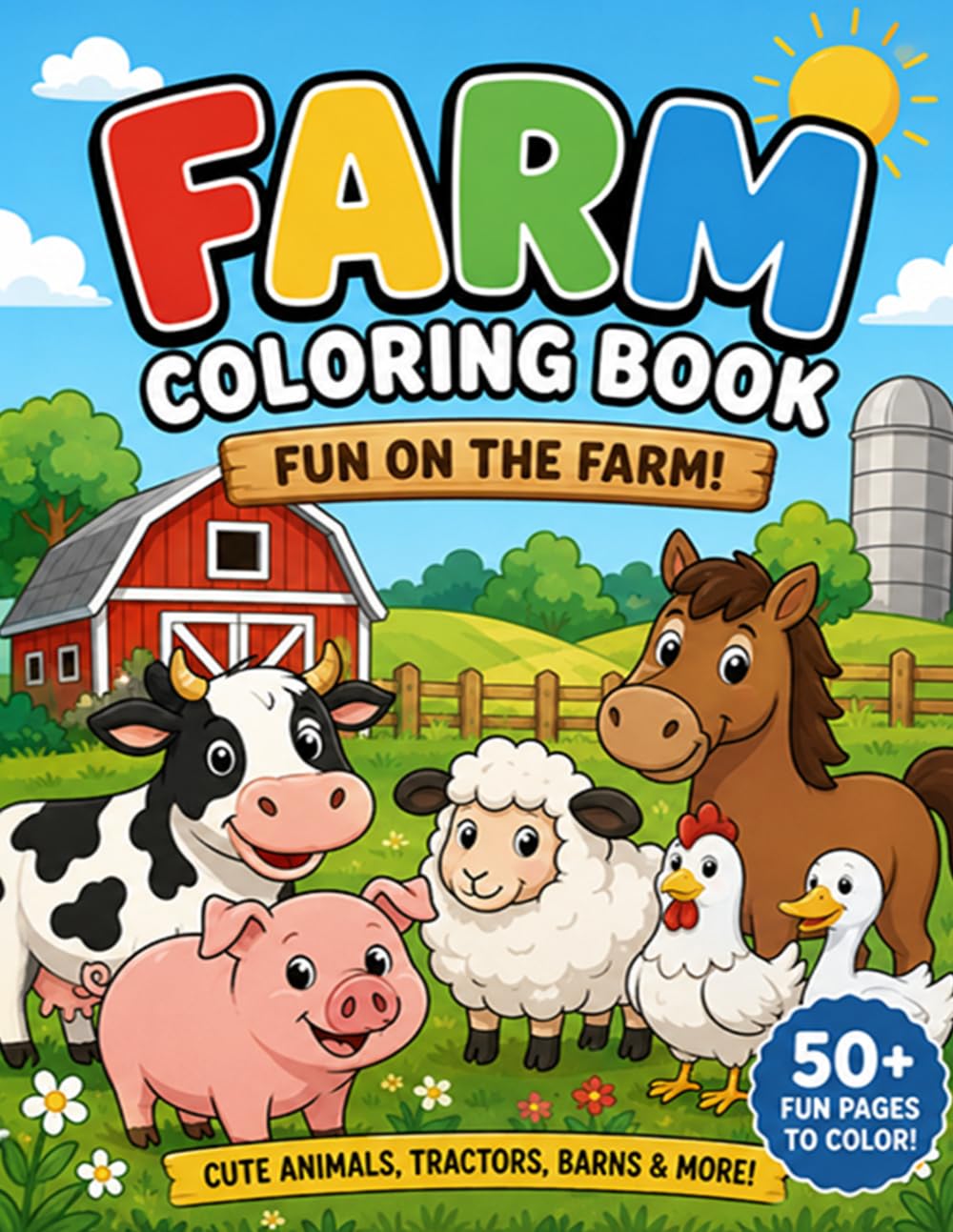 Farm Life Coloring Book: Relaxing Country Scenes for Adults & All Ages — 100 Pages of Farm Animals, Tractors, Barns, Scarecrows & Rural Landscapes