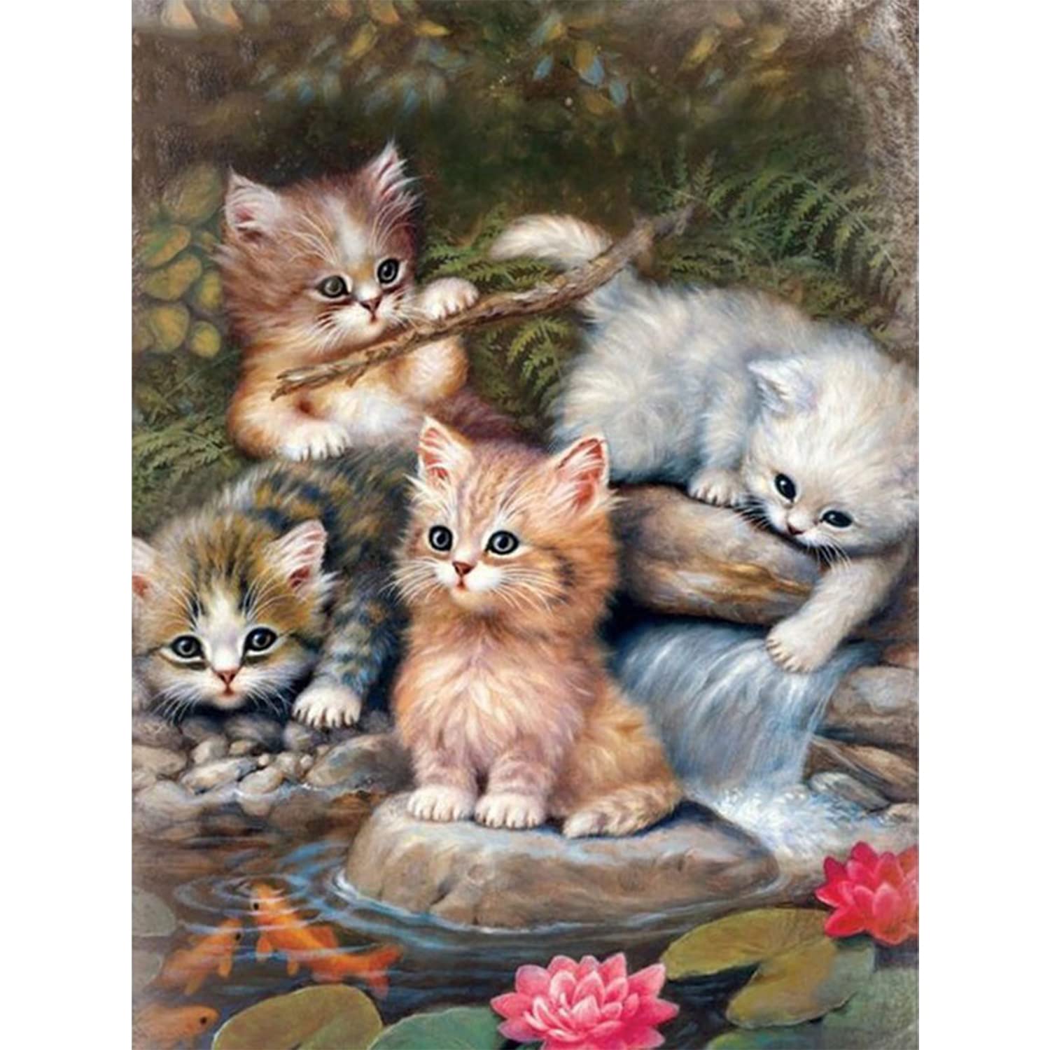 Jawecci Diamond Painting Katze – 30x40 Cm, 5D Runde Steine, Mit Vollbohrer, DIY Set