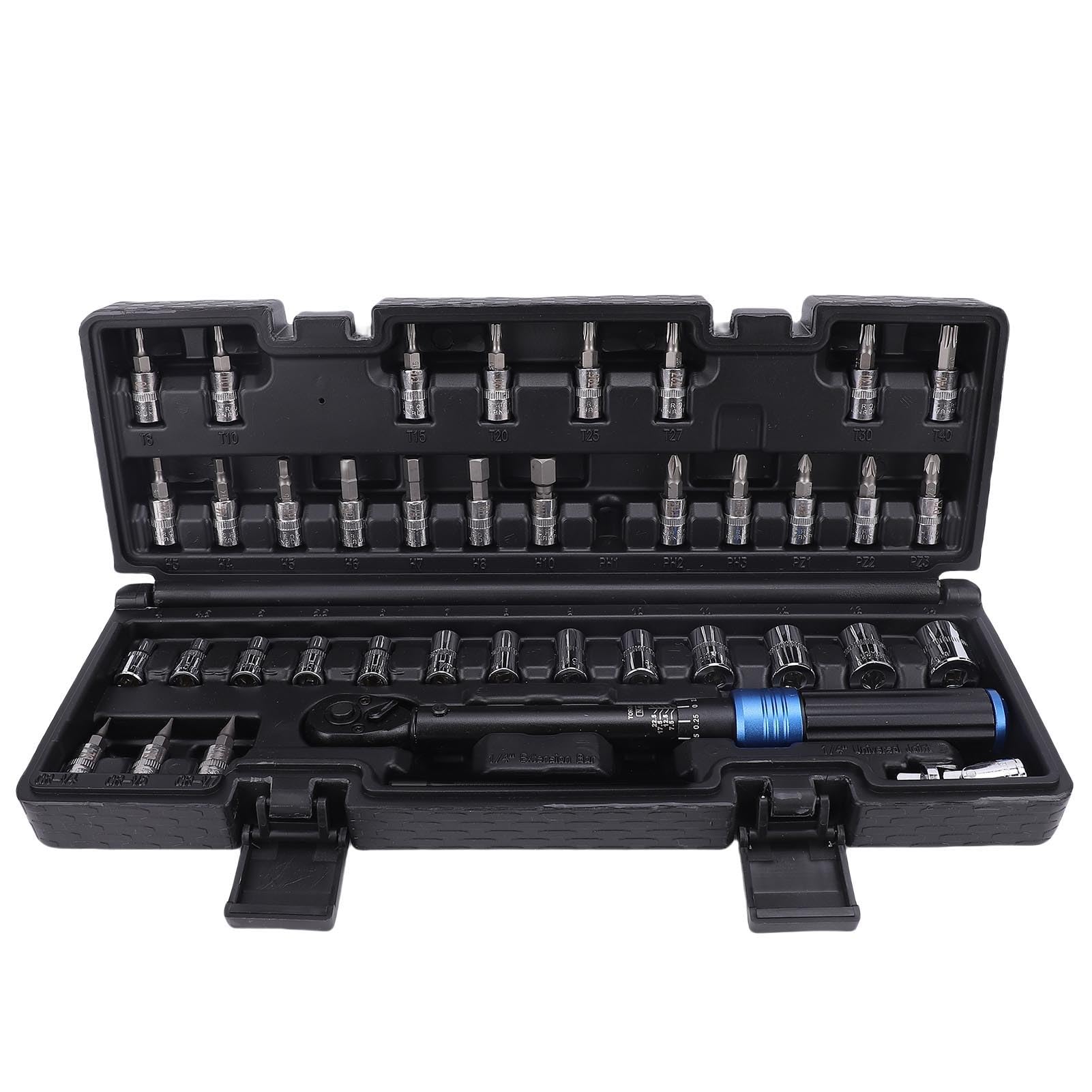 Set di chiavi a torsione preimpostate con cricchetto a 72 denti, per riparazione e manutenzione veicoli, struttura in acciaio CrV resistente, include 38 accessori
